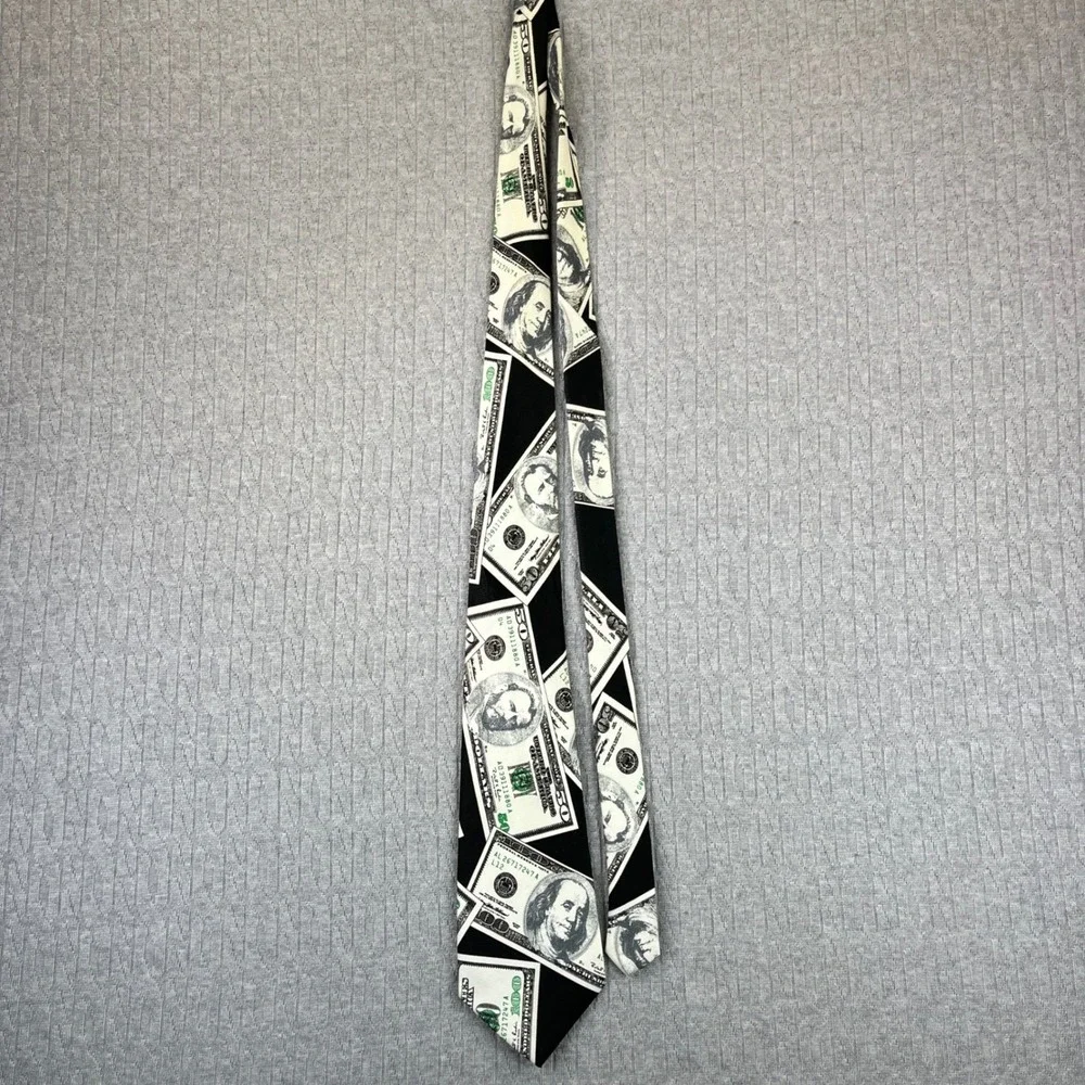 $100 bills currency Romario Manzini 58X4 Necktie Money‎ Print Wall Street pimp